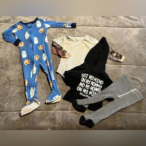 Size 18 month outfit, sleeper and tattoo sleeve onesie